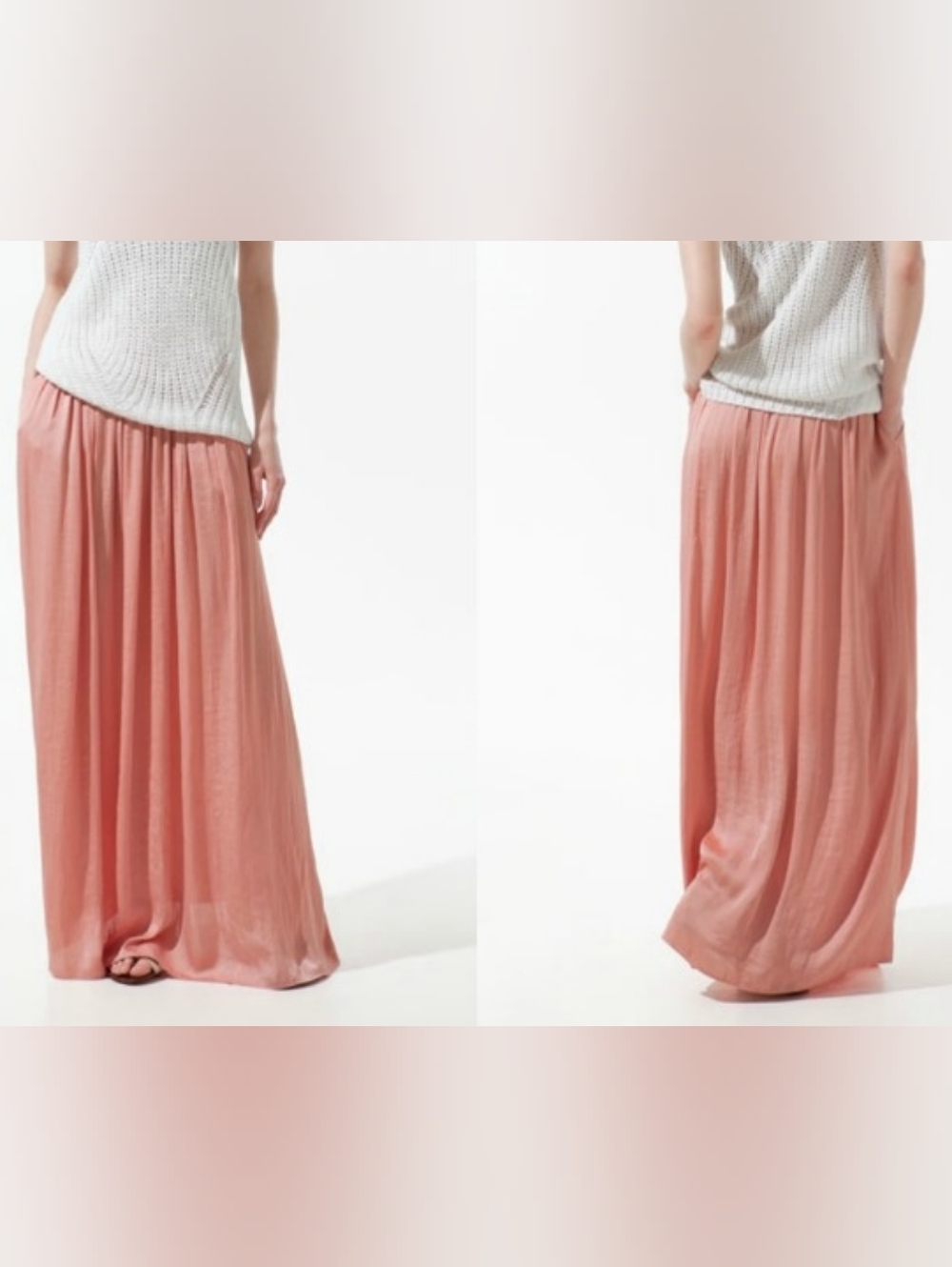Zara Satin Flowy Women's M Maxi Skirt Pockets Boho Preppy